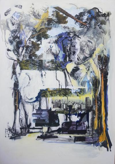 From Darkness to the Horizon | 2026 | 100 x 70 cm | Oil & mixed media on canvas