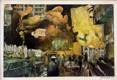 Car Explosion | 1985 | collage on cardboard | 25x35 cm