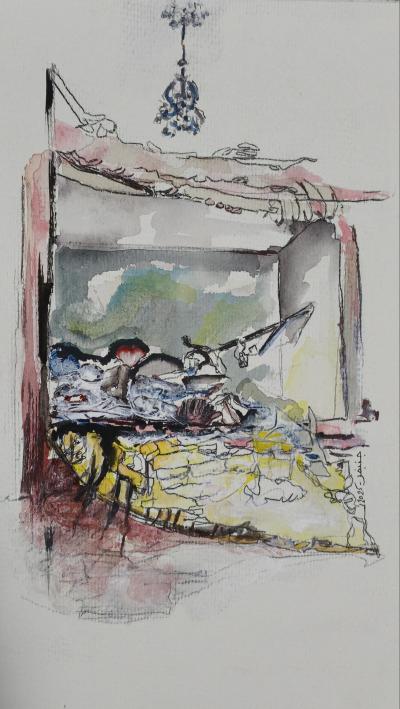 Surface Under Stress | 2025 | Mixed Media on paper | 30 x 20 cm