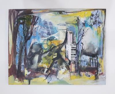 Urban Veil 3 | 2025 | 48 x 58 cm each | Oil & mixed media on cardboard