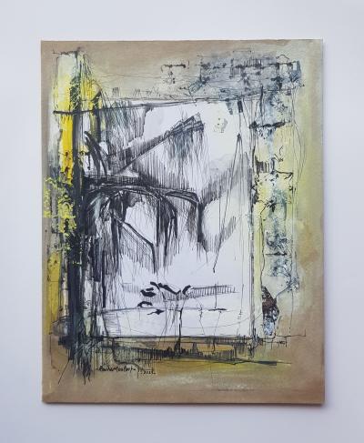 Between Roots and Lines 4 | 2025 | 58 x 48 cm each | Oil & mixed media on cardboard