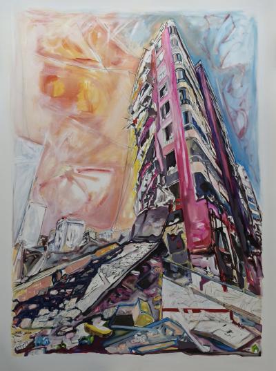 Birth Under Siege | 2025 | Acrylic on Canvas | 120 x 90 cm