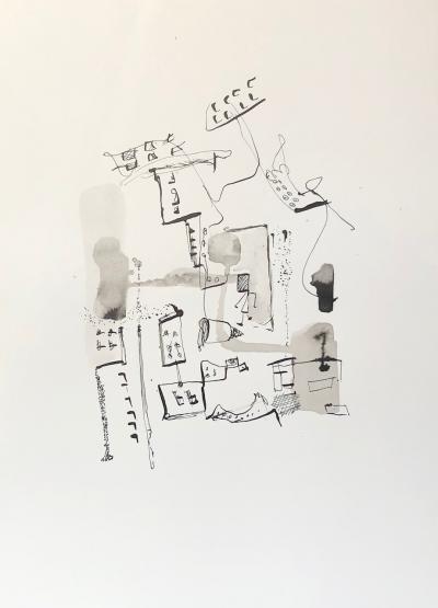 Winter calligraphy,Workers,2019,ink on paper,30x21cm