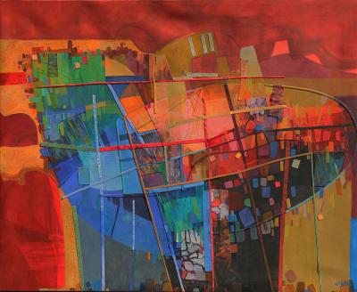 Re-imagining Beirut | 2022 | mixed media on canvas | 140 x 160 cm.
