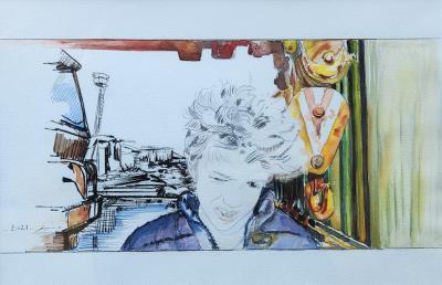 The Wink | 2021 | Watercolor and Mixed Media on paper | 46 x 60 cm 