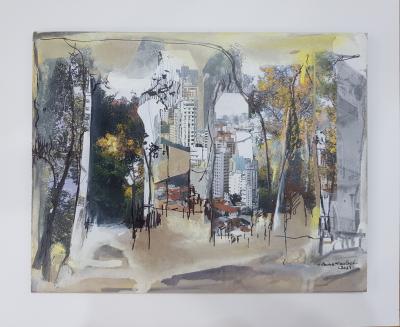 Urban Veil 1 | 2025 | 48 x 58 cm each | Oil & mixed media on cardboard