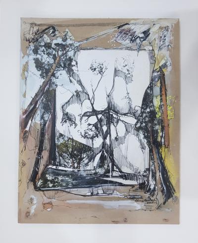 Between Roots and Lines 2 | 2025 | 58 x 48 cm each | Oil & mixed media on cardboard