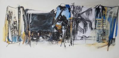 Anchor, Impulse, Passage 2 | 2026 | 45 x 90 cm each | Oil & mixed media on canvas